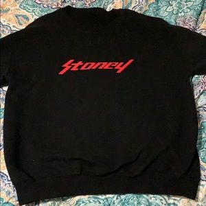 Black sweater shirt. Post Malone (Stoney) decal